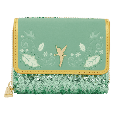 Loungefly Disney Peter Pan Tinker Bell Holiday Sequin Tri - Fold Wallet - The Happy Toy Store